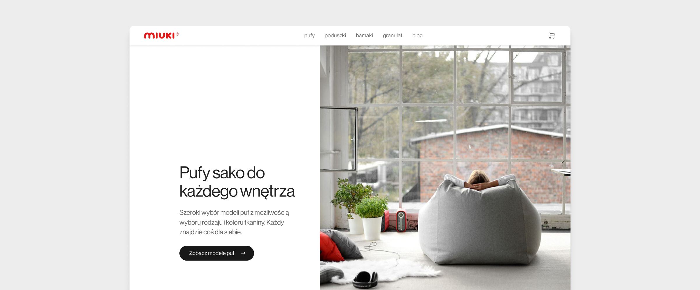 The redesigned Miuki home page