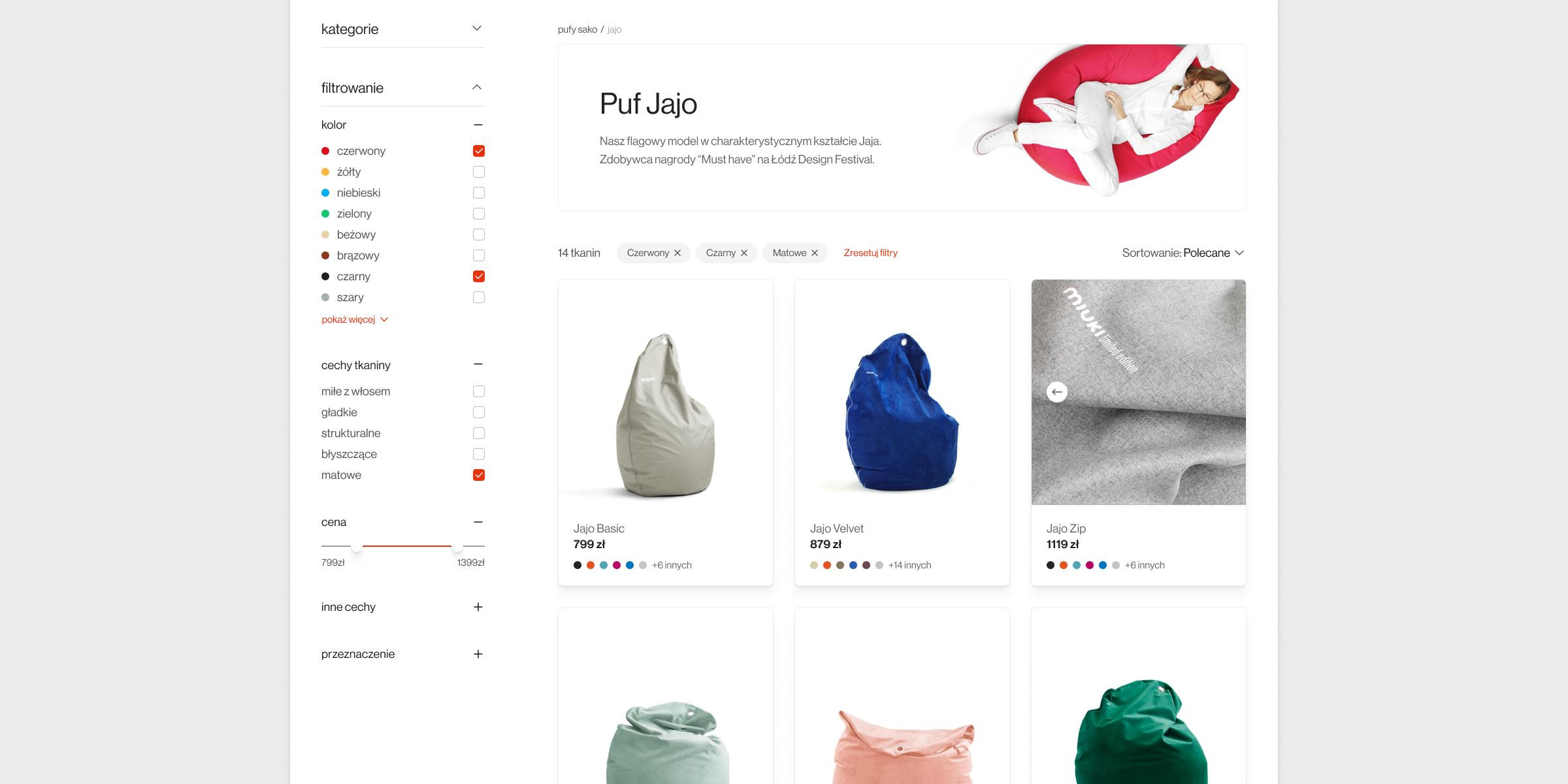 Plain-language material filters and material detail pages