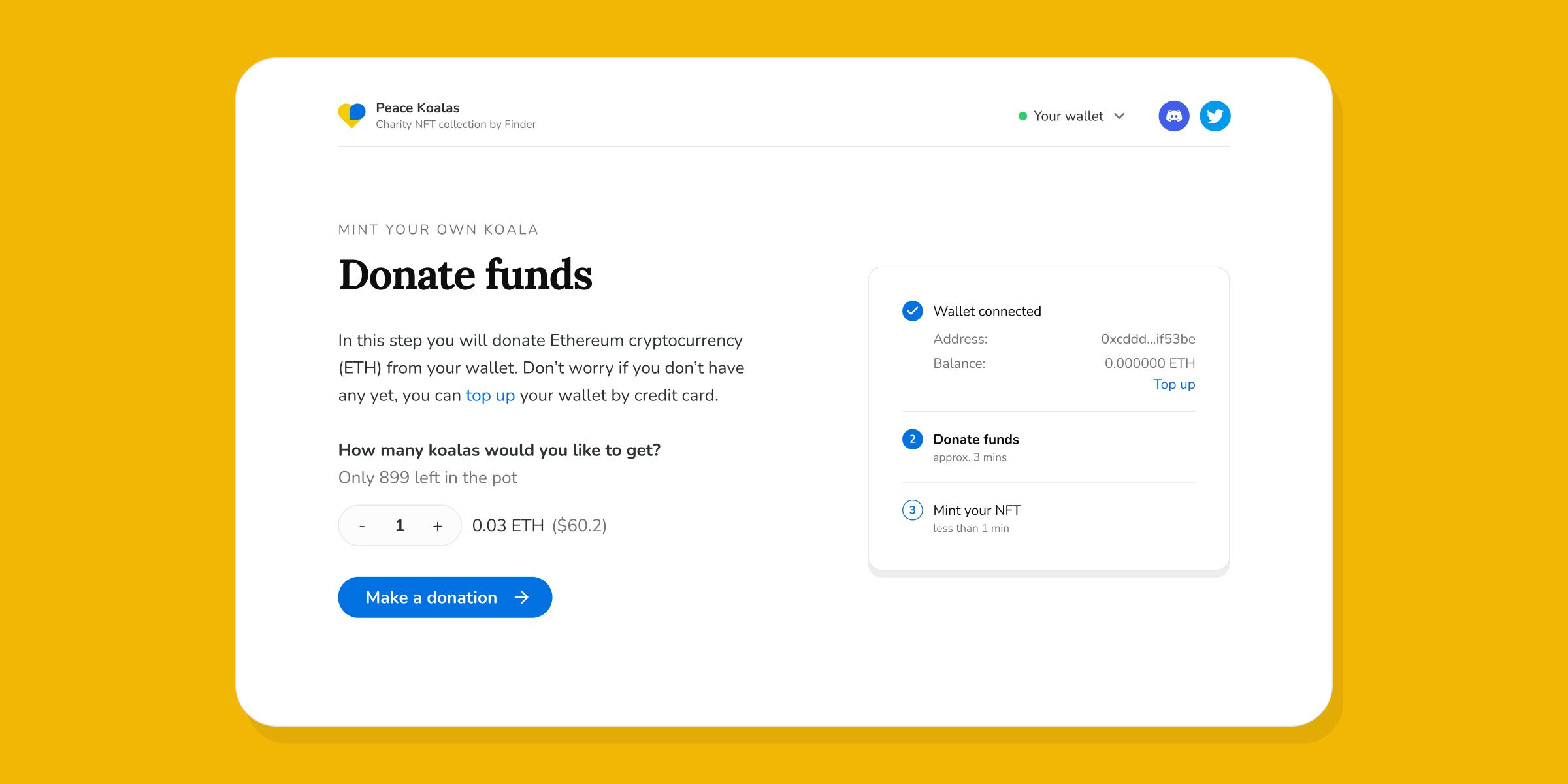 Choosing a koala and donating